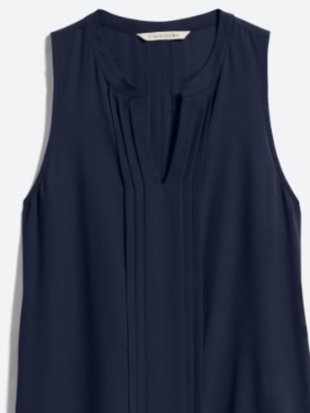 41 Hawthorn Breyson Pleat Detail Split Neck Blouse - Large, Navy blue